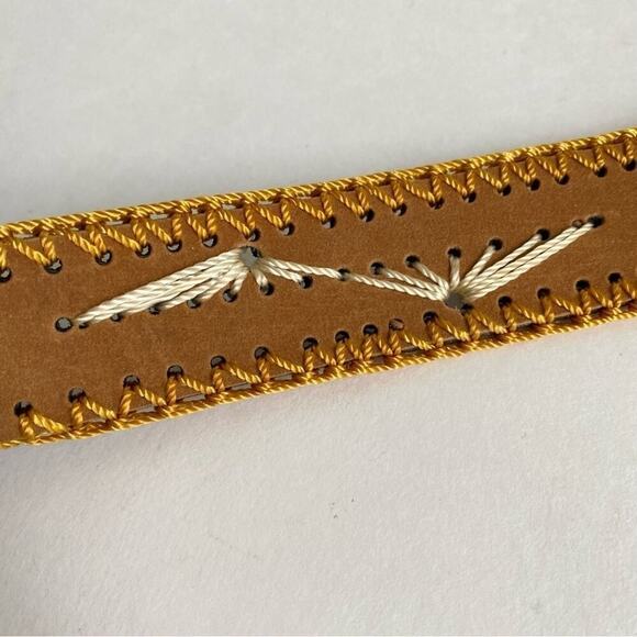Vintage Belt Western Whipstitched Southwest Brown Faux‎ Leather Unisex Womens XL main image 4